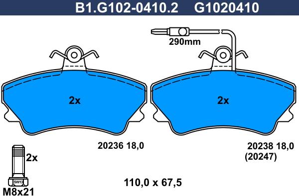 Galfer B1.G102-0410.2 - Гальмівні колодки, дискові гальма autozip.com.ua