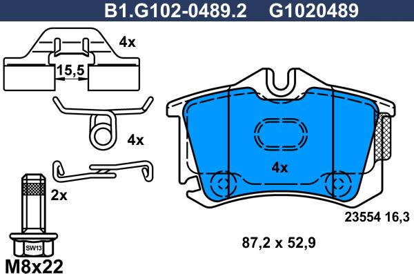 Galfer B1.G102-0489.2 - Гальмівні колодки, дискові гальма autozip.com.ua