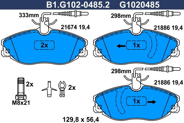 Galfer B1.G102-0485.2 - Гальмівні колодки, дискові гальма autozip.com.ua