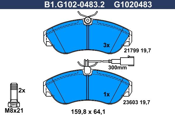 Galfer B1.G102-0483.2 - Гальмівні колодки, дискові гальма autozip.com.ua
