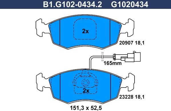 Galfer B1.G102-0434.2 - Гальмівні колодки, дискові гальма autozip.com.ua