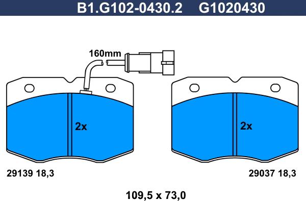 Galfer B1.G102-0430.2 - Гальмівні колодки, дискові гальма autozip.com.ua
