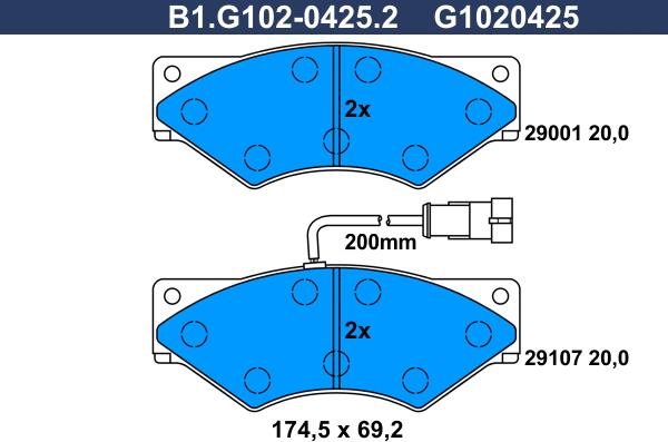 Galfer B1.G102-0425.2 - Гальмівні колодки, дискові гальма autozip.com.ua