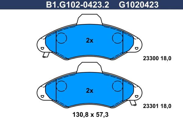 Galfer B1.G102-0423.2 - Гальмівні колодки, дискові гальма autozip.com.ua