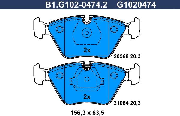 Galfer B1.G102-0474.2 - Гальмівні колодки, дискові гальма autozip.com.ua