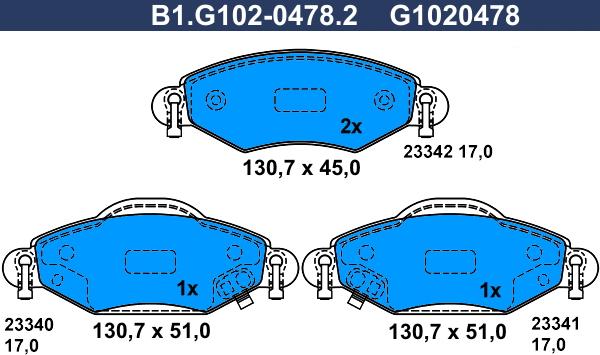 Galfer B1.G102-0478.2 - Гальмівні колодки, дискові гальма autozip.com.ua