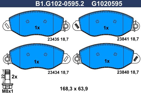 Galfer B1.G102-0595.2 - Гальмівні колодки, дискові гальма autozip.com.ua