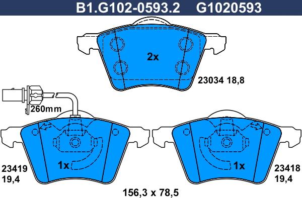 Galfer B1.G102-0593.2 - Гальмівні колодки, дискові гальма autozip.com.ua