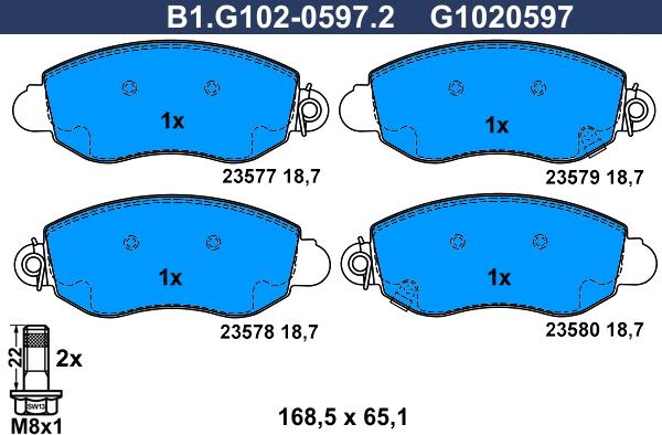 Galfer B1.G102-0597.2 - Гальмівні колодки, дискові гальма autozip.com.ua