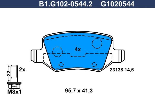 Galfer B1.G102-0544.2 - Гальмівні колодки, дискові гальма autozip.com.ua