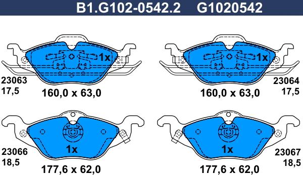 Galfer B1.G102-0542.2 - Гальмівні колодки, дискові гальма autozip.com.ua