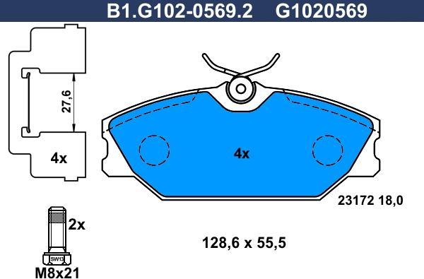 Galfer B1.G102-0569.2 - Гальмівні колодки, дискові гальма autozip.com.ua