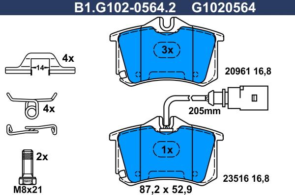 Galfer B1.G102-0564.2 - Гальмівні колодки, дискові гальма autozip.com.ua