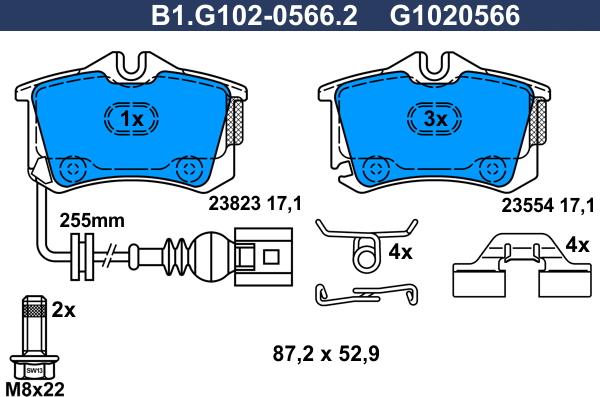 Galfer B1.G102-0566.2 - Гальмівні колодки, дискові гальма autozip.com.ua