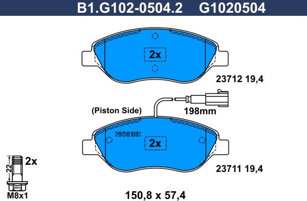 Galfer B1.G102-0504.2 - Гальмівні колодки, дискові гальма autozip.com.ua