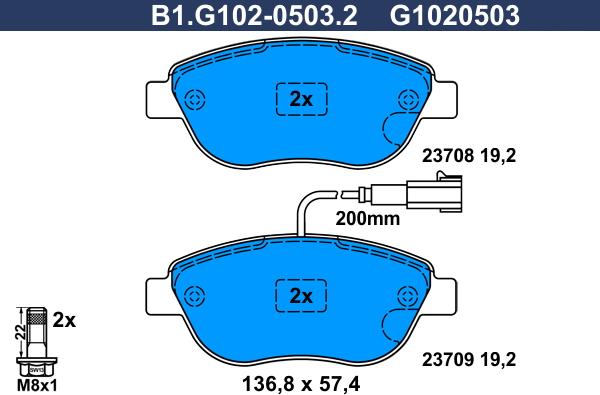 Galfer B1.G102-0503.2 - Гальмівні колодки, дискові гальма autozip.com.ua