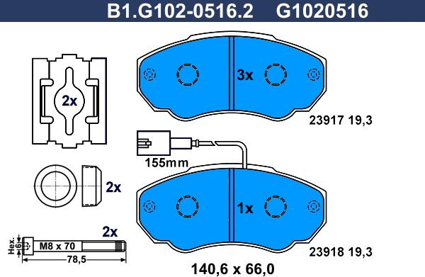 Galfer B1.G102-0516.2 - Гальмівні колодки, дискові гальма autozip.com.ua