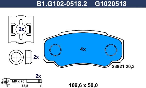 Galfer B1.G102-0518.2 - Гальмівні колодки, дискові гальма autozip.com.ua