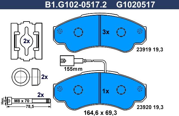 Galfer B1.G102-0517.2 - Гальмівні колодки, дискові гальма autozip.com.ua