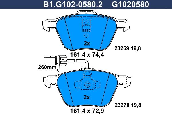 Galfer B1.G102-0580.2 - Гальмівні колодки, дискові гальма autozip.com.ua