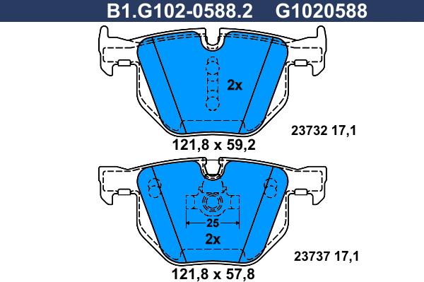 Galfer B1.G102-0588.2 - Гальмівні колодки, дискові гальма autozip.com.ua