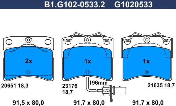 Galfer B1.G102-0533.2 - Гальмівні колодки, дискові гальма autozip.com.ua