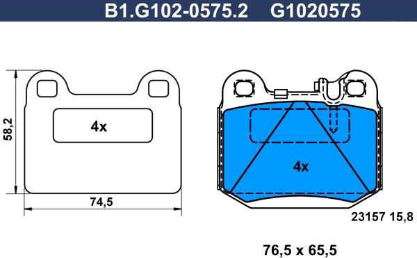 Galfer B1.G102-0575.2 - Гальмівні колодки, дискові гальма autozip.com.ua