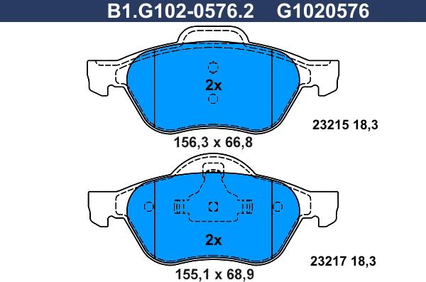 Galfer B1.G102-0576.2 - Гальмівні колодки, дискові гальма autozip.com.ua