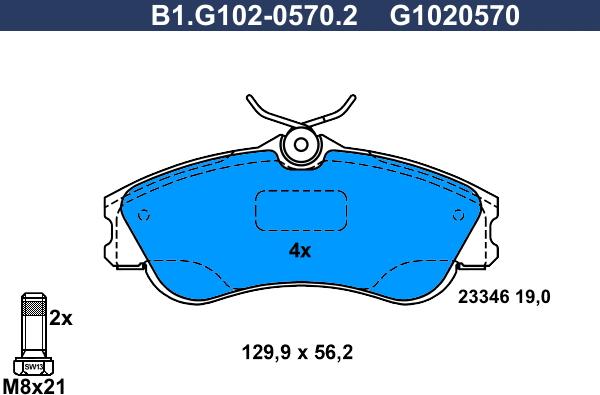 Galfer B1.G102-0570.2 - Гальмівні колодки, дискові гальма autozip.com.ua