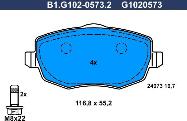 Galfer B1.G102-0573.2 - Гальмівні колодки, дискові гальма autozip.com.ua