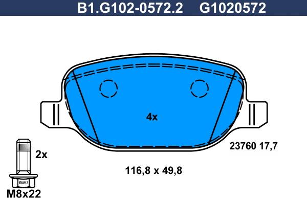 Galfer B1.G102-0572.2 - Гальмівні колодки, дискові гальма autozip.com.ua