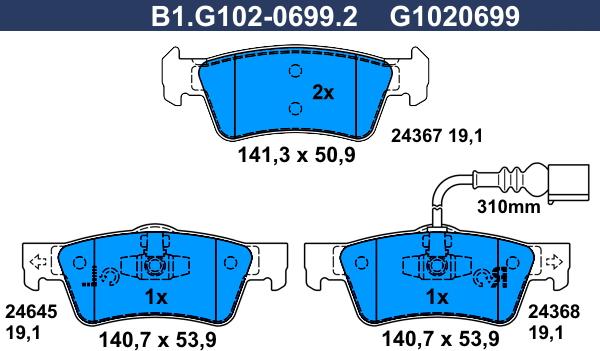 Galfer B1.G102-0699.2 - Гальмівні колодки, дискові гальма autozip.com.ua
