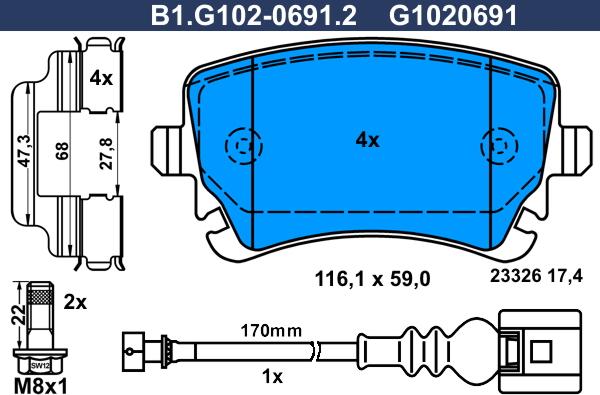 Galfer B1.G102-0691.2 - Гальмівні колодки, дискові гальма autozip.com.ua
