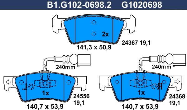 Galfer B1.G102-0698.2 - Гальмівні колодки, дискові гальма autozip.com.ua