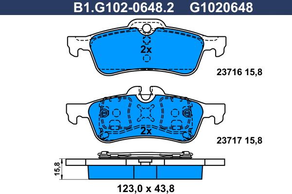 Galfer B1.G102-0648.2 - Гальмівні колодки, дискові гальма autozip.com.ua