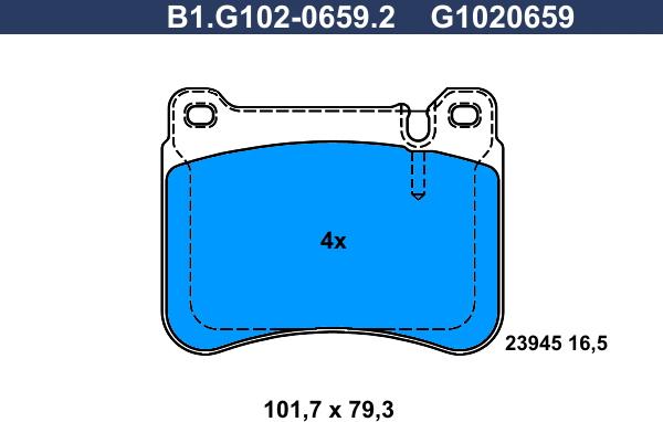 Galfer B1.G102-0659.2 - Гальмівні колодки, дискові гальма autozip.com.ua