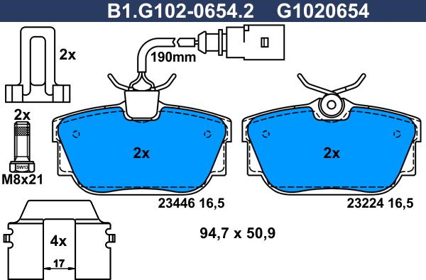 Galfer B1.G102-0654.2 - Гальмівні колодки, дискові гальма autozip.com.ua