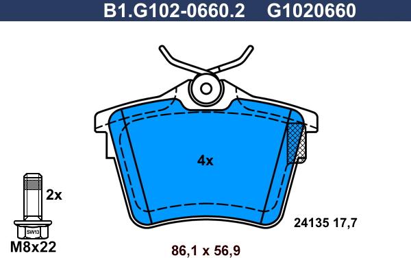 Galfer B1.G102-0660.2 - Гальмівні колодки, дискові гальма autozip.com.ua