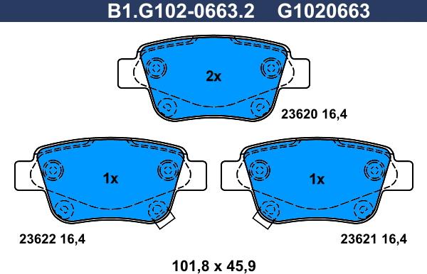 Galfer B1.G102-0663.2 - Гальмівні колодки, дискові гальма autozip.com.ua