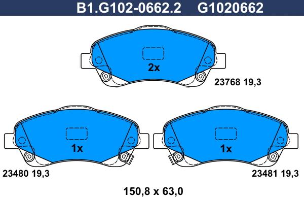 Galfer B1.G102-0662.2 - Гальмівні колодки, дискові гальма autozip.com.ua
