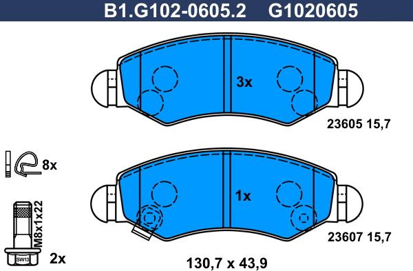 Galfer B1.G102-0605.2 - Гальмівні колодки, дискові гальма autozip.com.ua