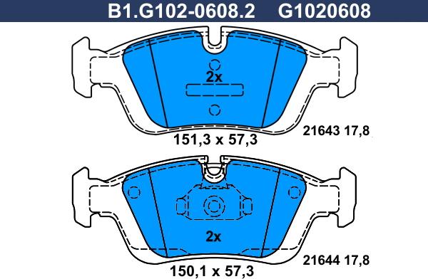 Galfer B1.G102-0608.2 - Гальмівні колодки, дискові гальма autozip.com.ua