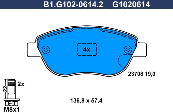 Galfer B1.G102-0614.2 - Гальмівні колодки, дискові гальма autozip.com.ua