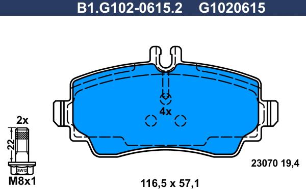 Galfer B1.G102-0615.2 - Гальмівні колодки, дискові гальма autozip.com.ua