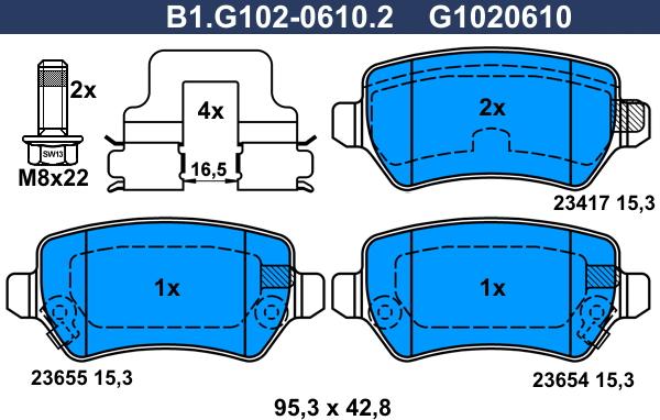 Galfer B1.G102-0610.2 - Гальмівні колодки, дискові гальма autozip.com.ua