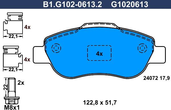 Galfer B1.G102-0613.2 - Гальмівні колодки, дискові гальма autozip.com.ua