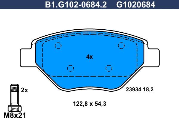 Galfer B1.G102-0684.2 - Гальмівні колодки, дискові гальма autozip.com.ua