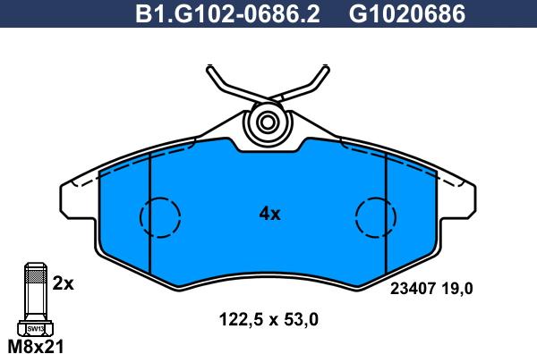 Galfer B1.G102-0686.2 - Гальмівні колодки, дискові гальма autozip.com.ua