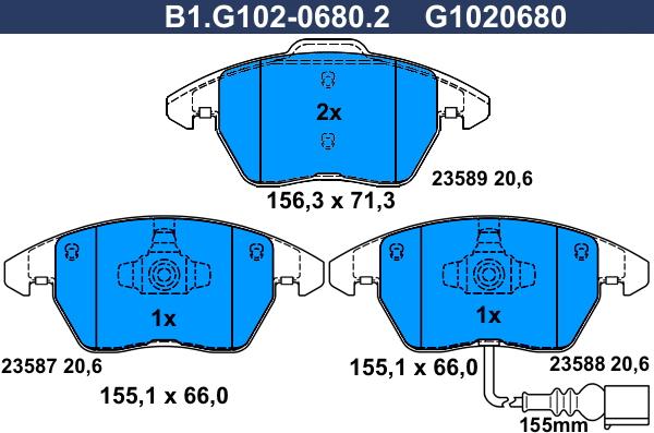 Galfer B1.G102-0680.2 - Гальмівні колодки, дискові гальма autozip.com.ua