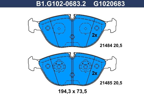 Galfer B1.G102-0683.2 - Гальмівні колодки, дискові гальма autozip.com.ua